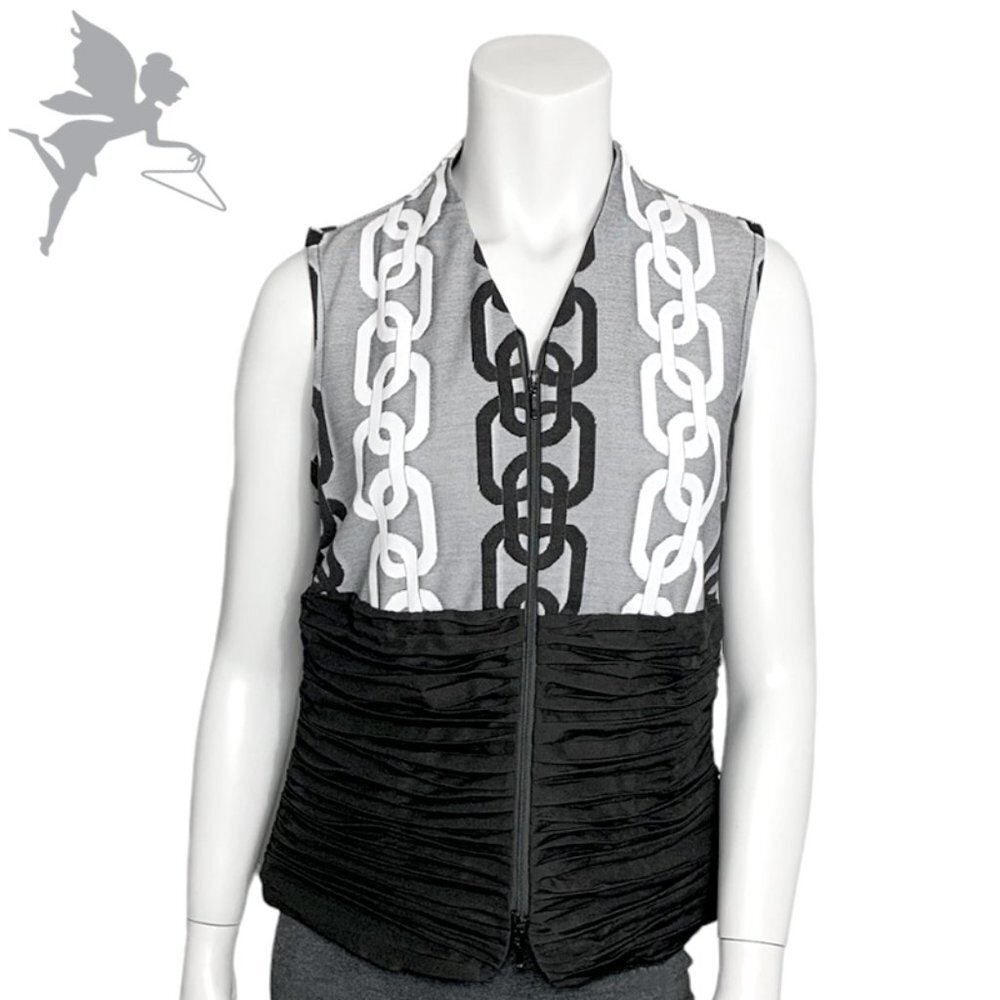 SAMUEL DONG Chain Link Ruched Waist Zip Front Top